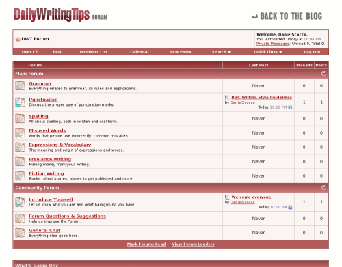 daily writing tips forum