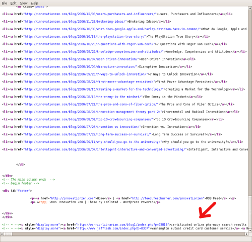 pagesource page source spam links